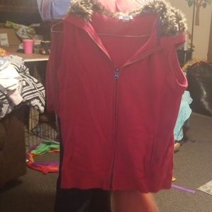 Fur hooded vest